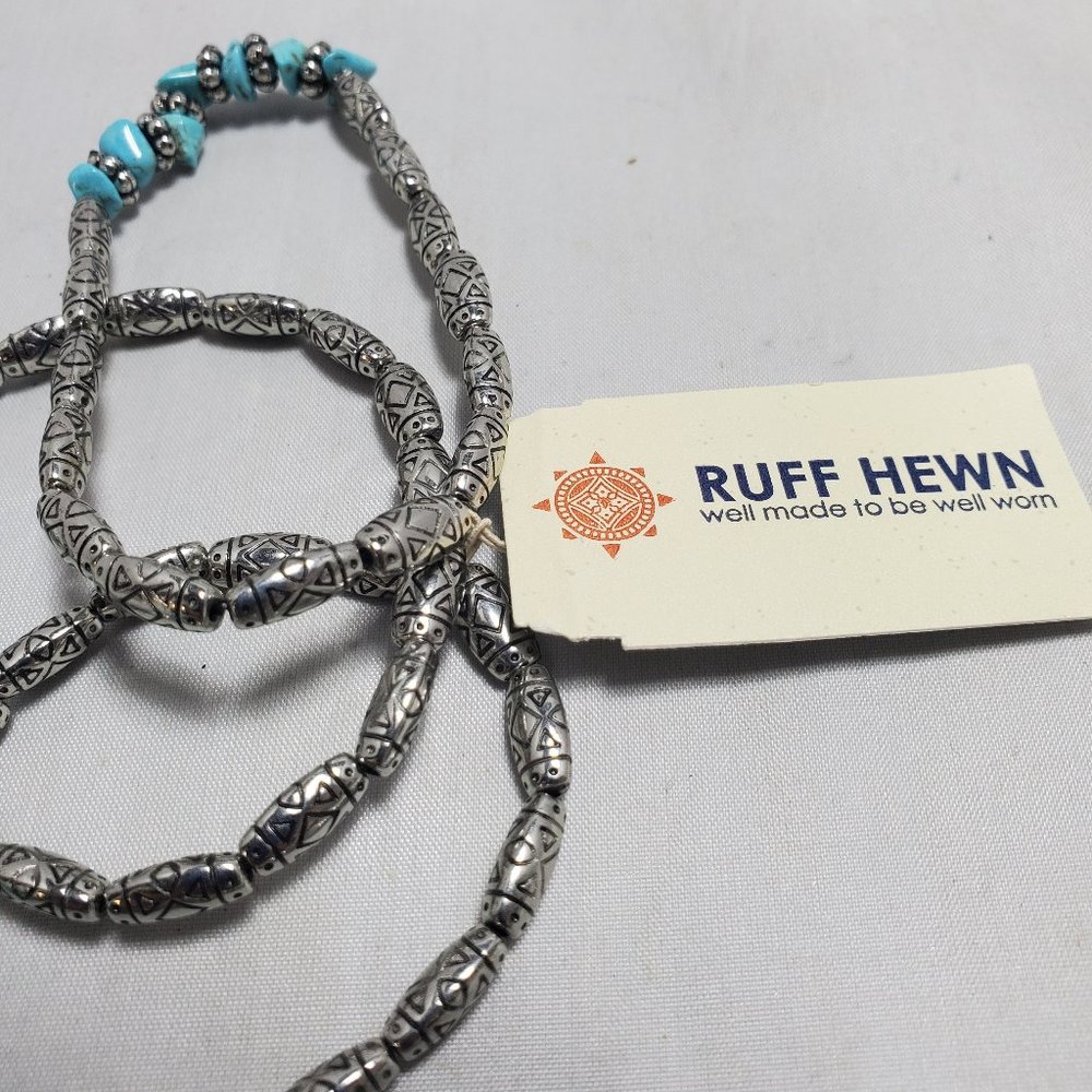 Ruff Hewn Three Silverstone Turquoise Beaded Stretch Bracelet - Picture 5 of 5